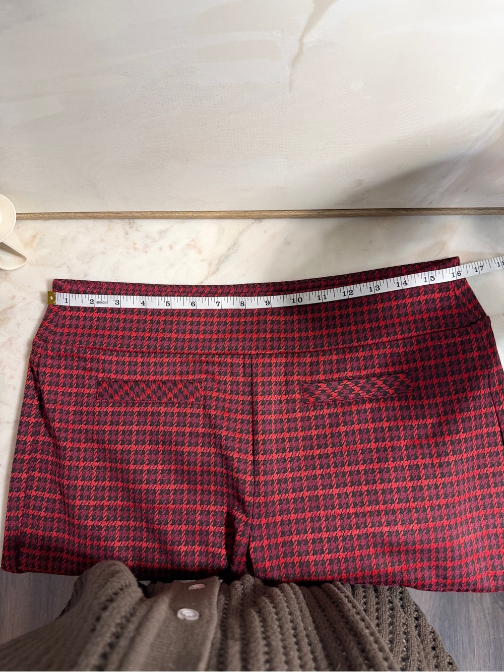 CAbi Burgundy Houndstooth Straight-Leg Pull-On Pants - Picture 8 of 8